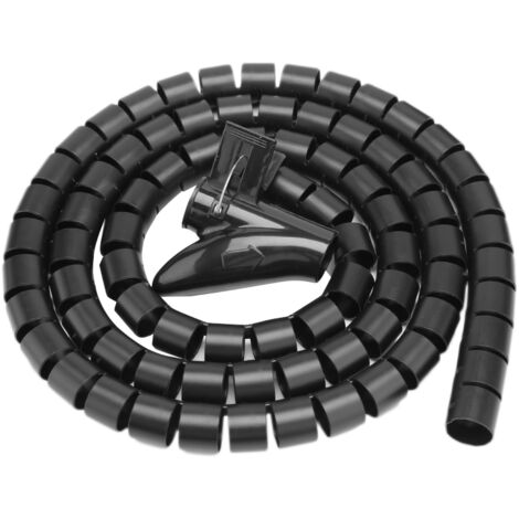 Flexibler Spiralkabelschutzschlauch – Kabelorganisator, Schwarz, 1,5 m x 22 mm – Schutz und Aufbewahrung