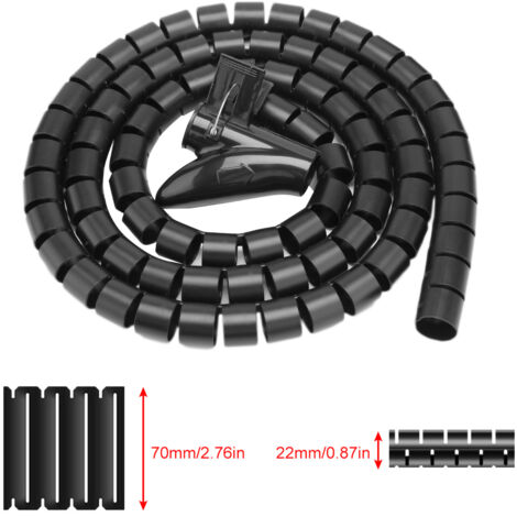 Flexibler Spiralkabelschutzschlauch – Kabelorganisator, Schwarz, 1,5 m x 22 mm – Schutz und Aufbewahrung