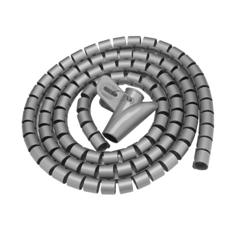 Flexibler Spiralkabelschutzschlauch – Kabelschutz und Kabelorganisator in Silber, 1,5 m x 16 mm