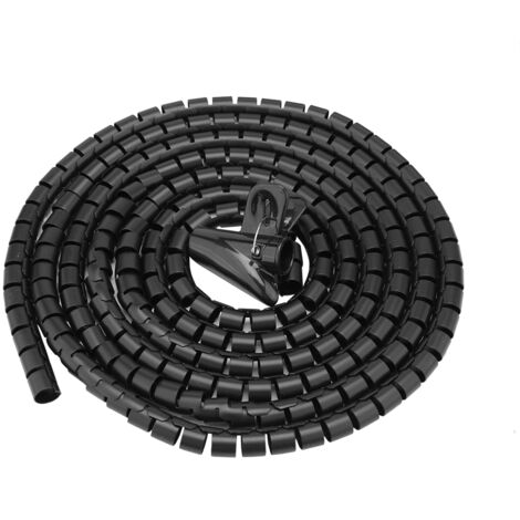 Flexibler Spiralkabelschutzschlauch – Schwarzer Kabelschutz 3 m x 16 mm – Kabelorganisator