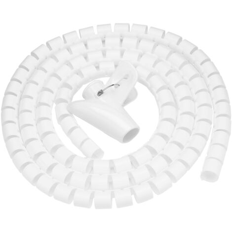 Flexibler Spiralkabelschutzschlauch – Weißer Kabelschutz 1,5 m x 16 mm – Kabelorganisator