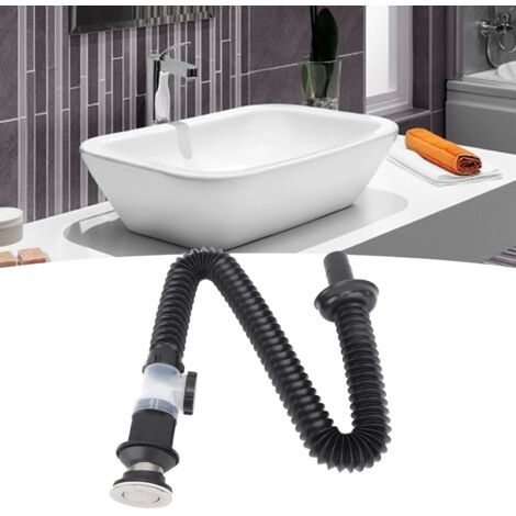 [Flexibler Spülbeckenablaufschlauch] [Rohrset] [295–985 mm / Edelstahl & Kunststoff] Flexibles Spülbeckenablaufset verhindert Rückfluss, beseitigt Gerüche und ist auslaufsicher für Badezimmerwaschbeck