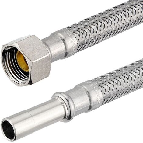 Flexibler Verbindungsschlauch - 1 x Überwurfmutter 3/8'' mit Dichtung und 1 x Rohrstutzen 10 mm - Länge 150 mm