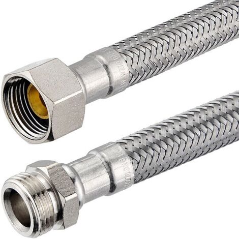 Flexibler Verbindungsschlauch - 1 x Überwurfmutter 3/8'' mit Dichtung und 1 x zylindrisches Außengewinde 3/8'' - Länge 500 mm