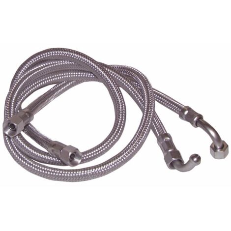 Flexible chauffage central 3/8' femelle coudé 90° – Longueur 1000 mm – Diamètre 8 mm – Raccord tournant pour chaudières OLYMP ACV