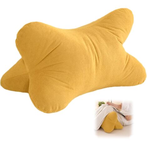 Flexibles Lesekissen, ergonomische Form, zur Unterstützung von Nacken und Lendenwirbelsäule, Buchstützkissen, Tablet-Kissen, waschbares, knochenförmiges Nackenstützkissen für Sofa (Gelb 50 x 30 x 30 c