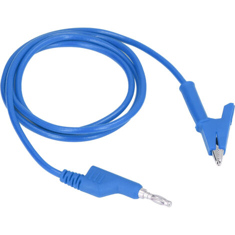 Flexibles Prüfkabel mit Krokodilklemmen und Bananensteckern, 4 mm, blau, für elektrische Messungen J.70035-1