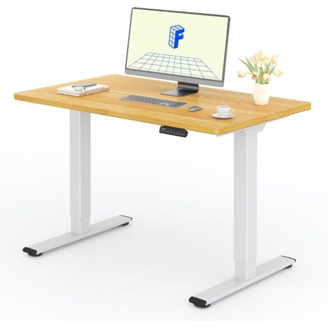 FlexiSpot Bureau Assis Debout Une Pièce 2 Mot 120×60. Blanc+Maple