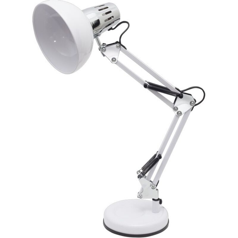 Sobremesa antigona articulado 1xE27 L.15xAn.12,5xAl.Reg.cm Blanco y Cromo