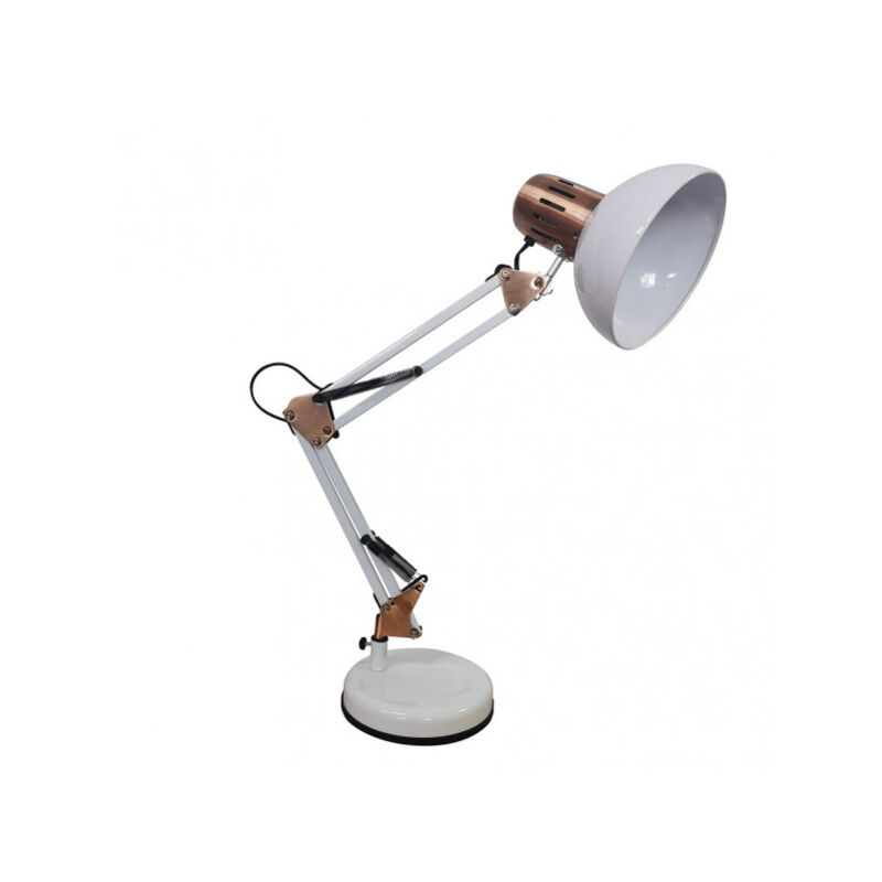 Flexo Articulable blanc avec détails en cuivre rutilo - Fabrilamp Flexo Articulable blanc avec détails en cuivre rutilo - Fabrilamp