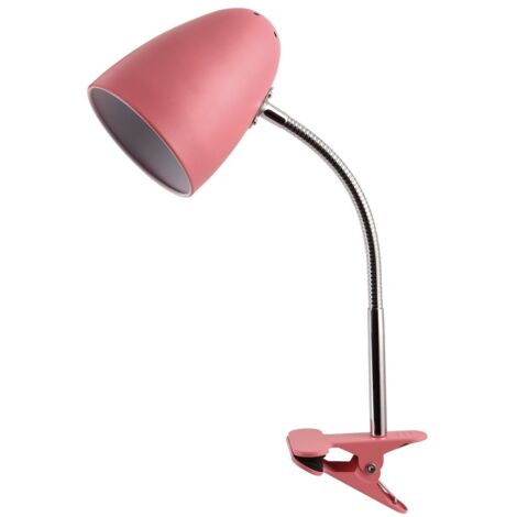 Flexo de escritorio rosa con pinza y casquillo E27