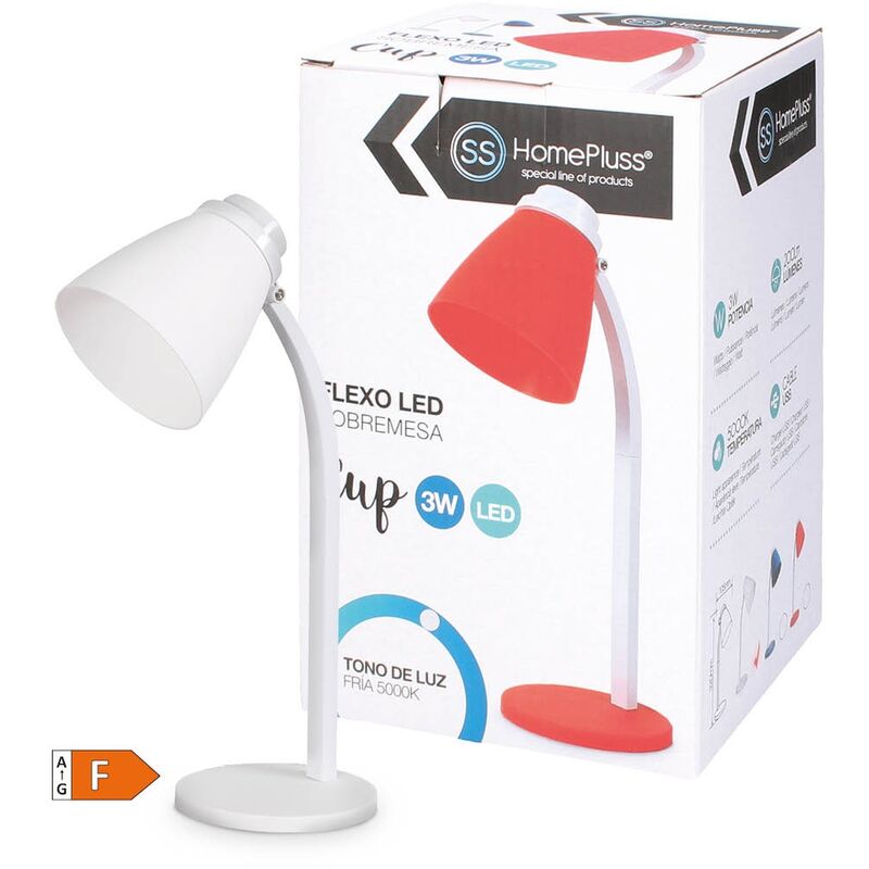 

Flexo de sobremesa con cable USB 3W Blanco
