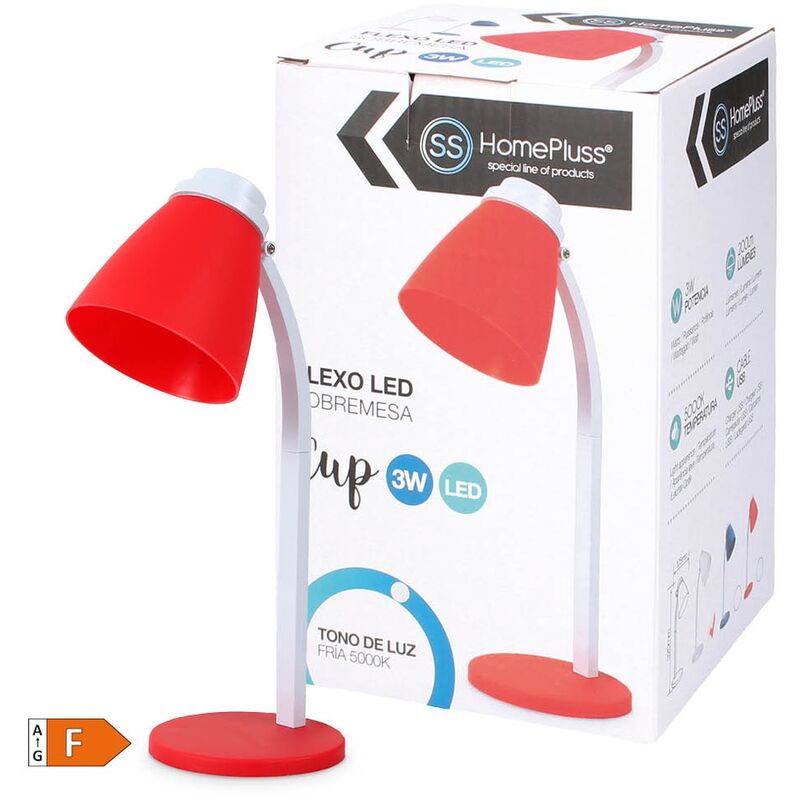 

Flexo de sobremesa con cable USB 3W Rojo