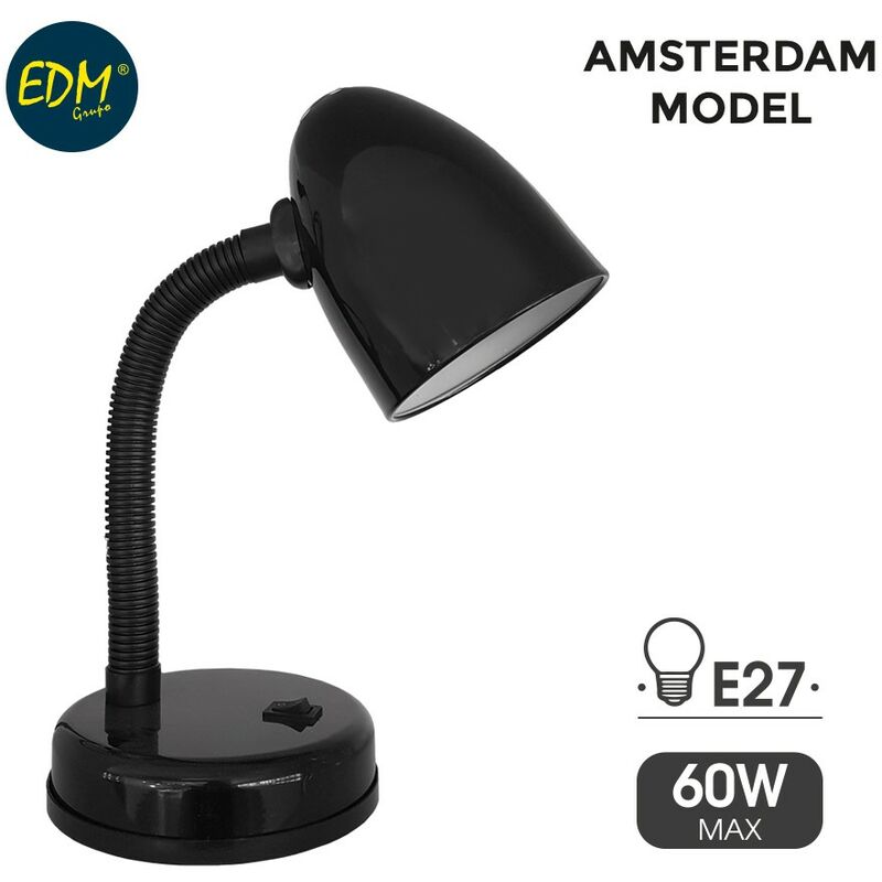 

Flexo De Sobremesa Modelo Amsterdam E27 60W Negro - Edm