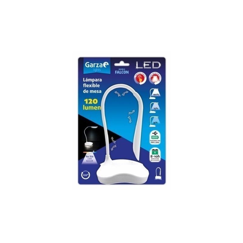 

Garza Flexo lámpara LED flexible sobremesa USB/Pilas Falcon 120 lumenes