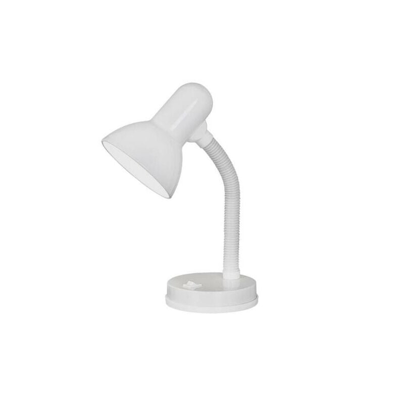 Lámpara de mesa orientable para estudio, lectura y oficina con casquillo E27 Basic, color blanco.