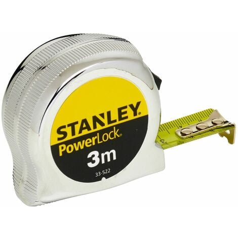 Flexomètre Stanley Powerlock19Mm 3 Mts - Compteur à boîte chromé Stanley POWERLOCK
