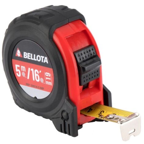 FLEXOMETRO BIMATERIAL 5M EN PULGADAS Y MM - BELLOTA