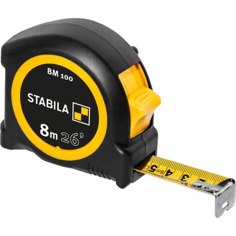 Flexómetro Stabila Serie BM100 de 8 m. en cm. y pulgadas