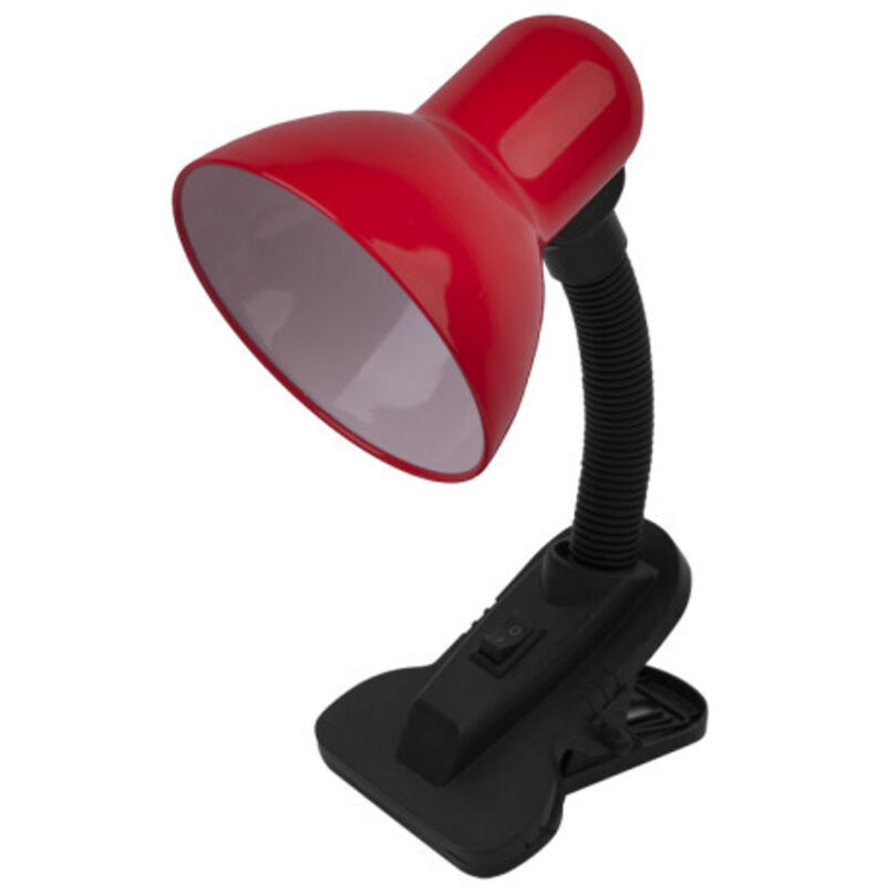 yezco lampe de bureau 1xe27 fixation rouge avec pince flexible réglable 26x11,5x12 cm