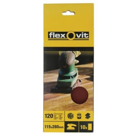 Flexovit 63642526328 1/2 Sanding Sheets Orbital Plain Fine 120 Grit (Pack 10) FLV26328