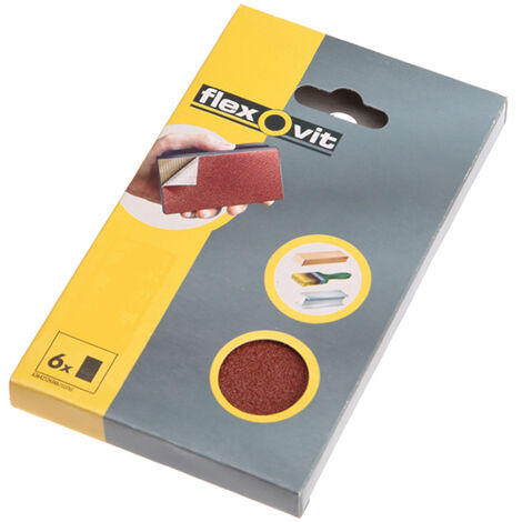 Flexovit 63642526348 Hook & Loop Sanding Block Refill Kit Medium 80g 6 FLV26348