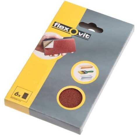 Flexovit 63642526349 Hook & Loop Sanding Block Refill Kit Fine 120g 6 FLV26349