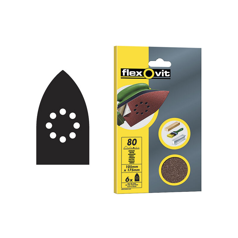 Flexovit Detail Hook & Loop Sanding Sheets 105 × 175 mm 50G 63642526402