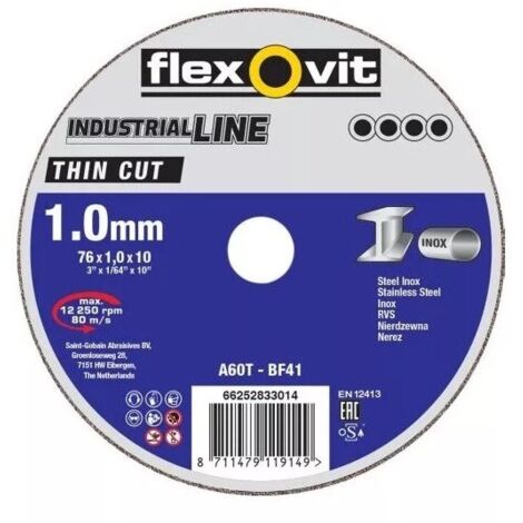 FLEXOVIT 66252833014 DISCHI DISCO DA TAGLIO SOTTILE PER INOX 76x1x10 mm