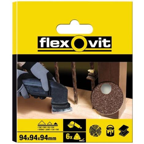 Flexovit 78072764912 Delta Hook & Loop Sanding Sheet 94mm Coarse 50G x6 FLV64912