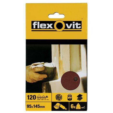 Flexovit Detail Hook & Loop Sanding Sheets 95x145mm Fine 120G (Pack 6) FLV26409