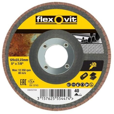 Flexovit Flap Disc For Angle Grinders 125mm 40G FLV27528