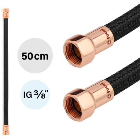 Flexschlauch DN8  IG/IG 3/8" -500mm Schwarz Rosegold