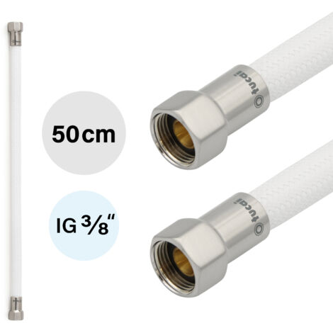 Flexschlauch DN8 IG/IG 3/8" -500mm Weiss Gebürsteter Stahl