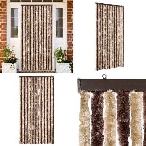 Fliegenvorhang Beige und Hellbraun 100x200 cm Chenille - Fliegenvorhang - Insektenschutz - Türvorhang - Moskitonetze - Sommergarten - Home & Living