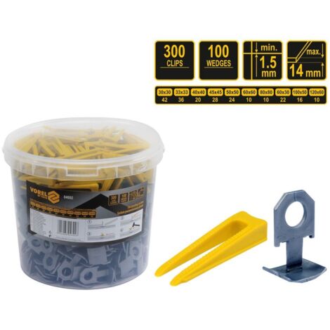Fliesen Nivelliersystem 1,5 mm Set 300 Clips + 100 Keile
