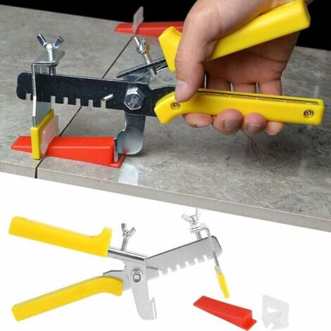 Fliesennivelliersystem mit 600 Clips, 200 Keilen und 1 Zange, 1,5-mm-Fliesennivellierbasis-Kit, Fliesennivellierwerkzeuge