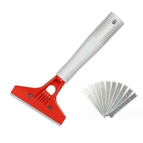 Fliesenschaber mit 10 Metallklingen, Reinigungswerkzeug für Glasfliesenböden