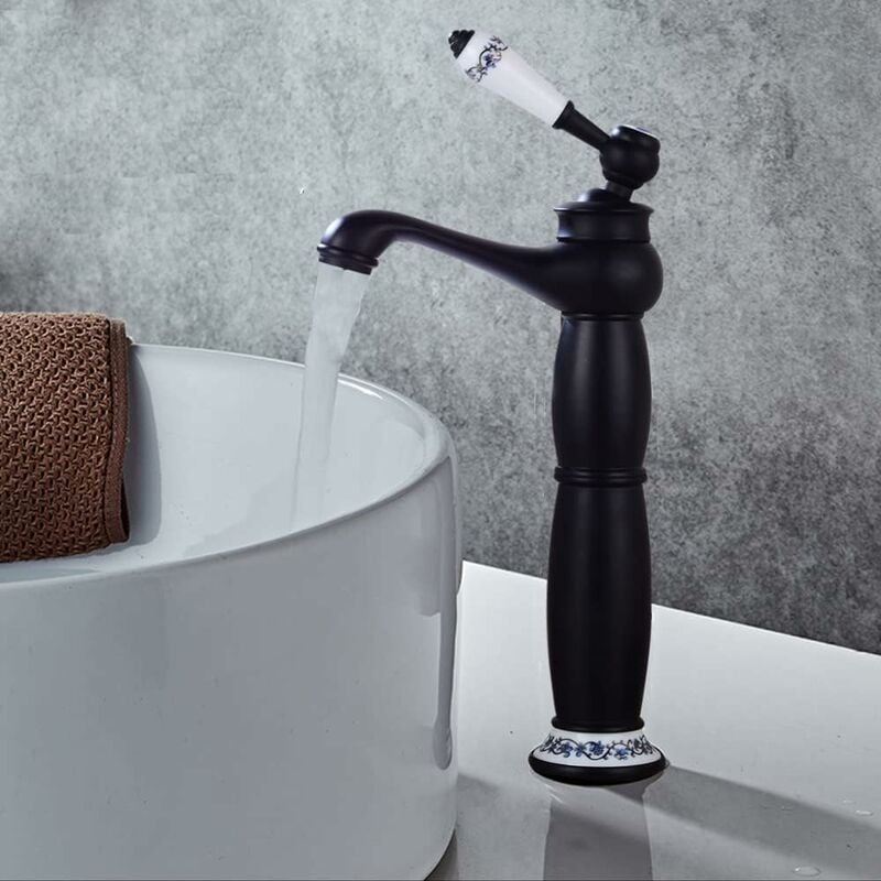 Robinet de salle de bain rétro - Noir - Design - Robinet de salle de bain - Mitigeur pour lavabo