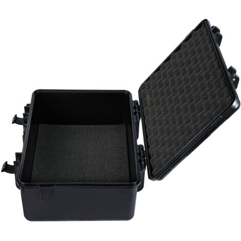 Flight Case, Black Lockable Carrying Case for Measurement Instruments, 44x34.5x18cm Portable Aluminium Case Protective Safe Storage Toolbox with Cubed Foam Insert and Lid Foam