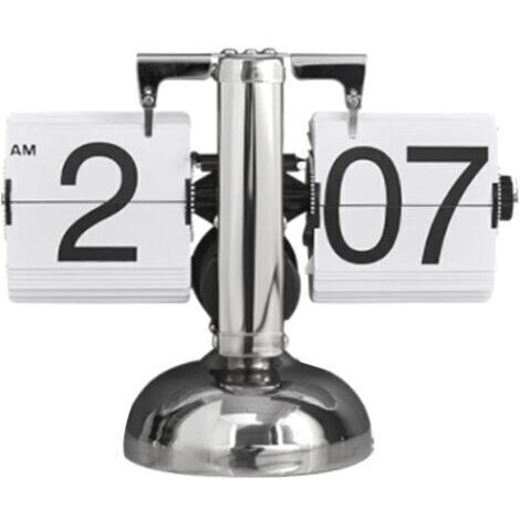 Flip clock bureau rétro blanche, horloge mécanique à rabat minimaliste, pied unique, pour salon maison