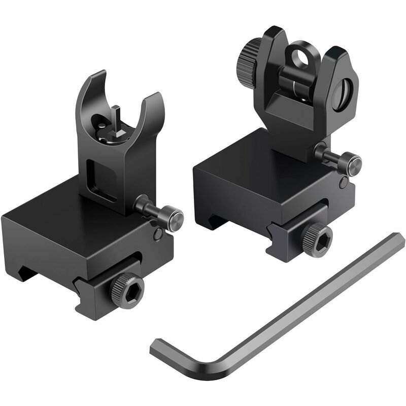 Rose - Flip Up Rear Front and Iron Sights Best Backup Fits Picatinny & Weaver Rails