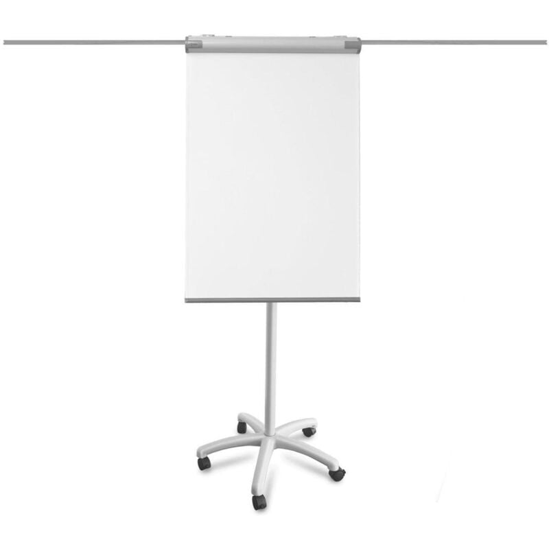 Chevalet de conférence avec roulettes, Piranha, Réglable hauteur jusqu'à 210 cm, inscriptible, effaçable à sec, magnétique, support 73 x 104 cm