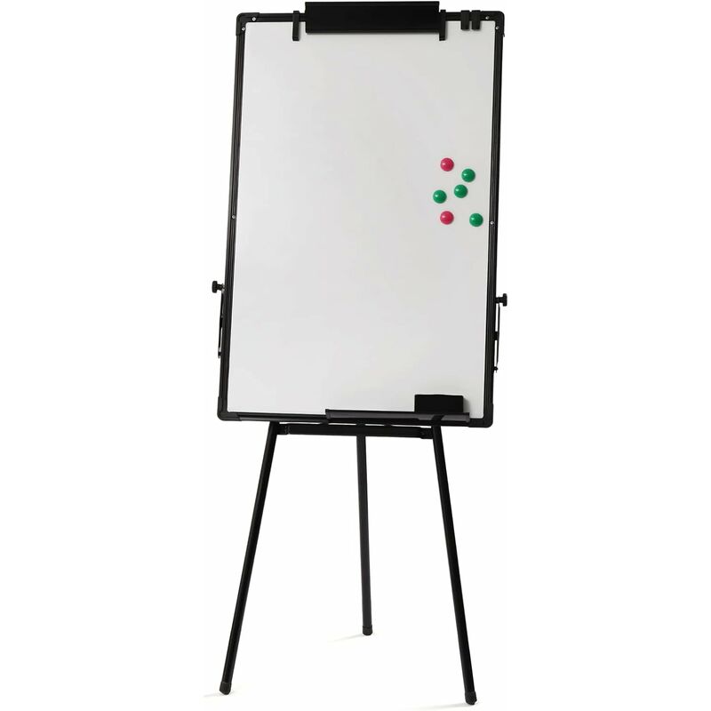 Flipchart stand tableau blanc trépied tableau blanc 61x91, 4cm, effaçable à sec magnétique stand flipchart chevalet avec 6 aimants, tableau blanc
