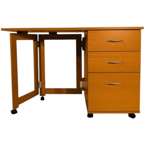main image of "FLIPP - 3 Drawer Folding Office Storage Filing Desk / Workstation - Oak"