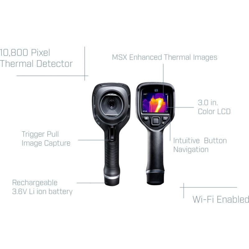 Image of Flir - E5 Fotocamera Compatta per Immagini Termiche con Risoluzione Ir 120 x 90 Wifi e msx