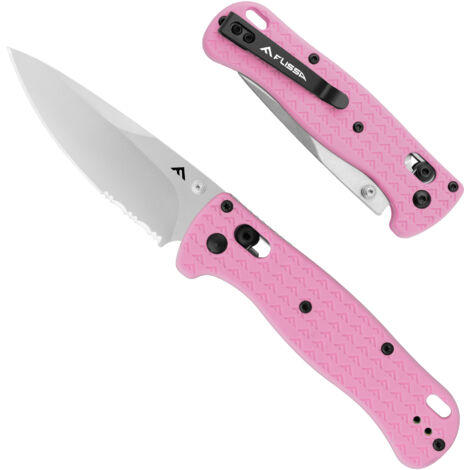 FLISSA Couteau de Poche Pliant, Couteau Randonnée avec Lame en acier AUS-8, Clip de Poche Incluse, Cadeau d'Outil Idéal pour Camping, Randonnée, Activités en Plein Air, Rose