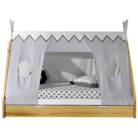 FLITT - Lit 90x200cm Forme Tipi avec Tiroir Pin et Toile