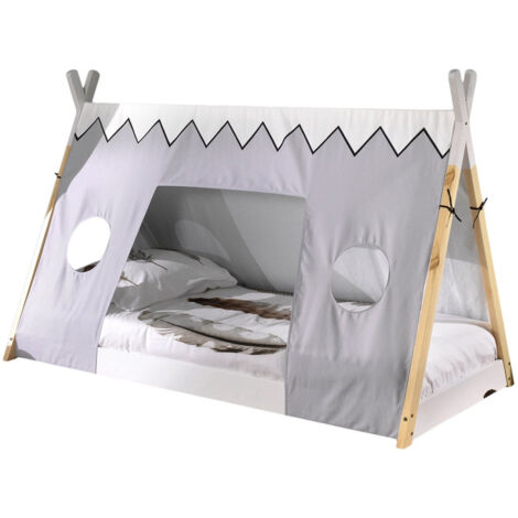 FLITT - Lit au Sol 90x200cm Forme Tipi avec Toile