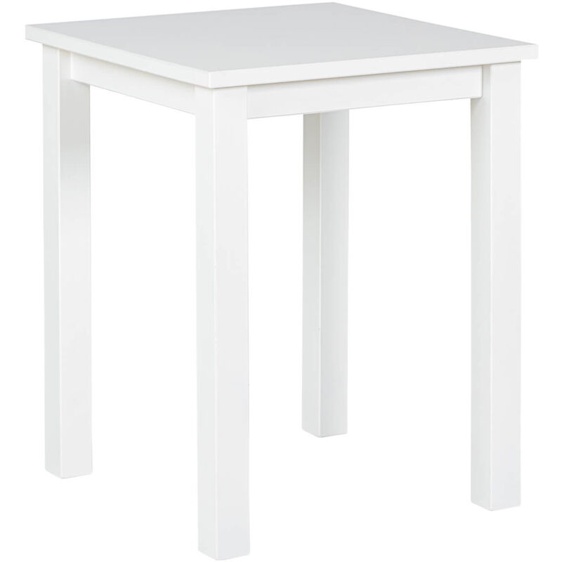 FLIX - Table d'Appoint Carrée Bois Massif Vernis Blanc